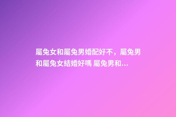 屬兔女和屬兔男婚配好不，屬兔男和屬兔女結婚好嗎 屬兔男和屬兔女合適嗎-第1張-觀點-玄機派